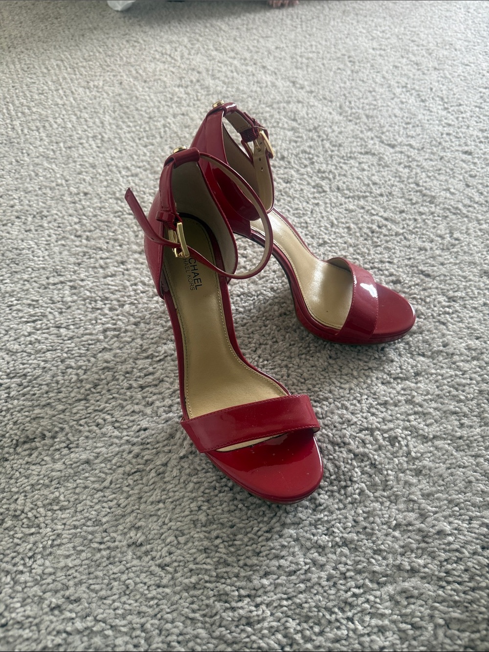 Michael Kors Red Patent Leather Ankle-Strap Heels